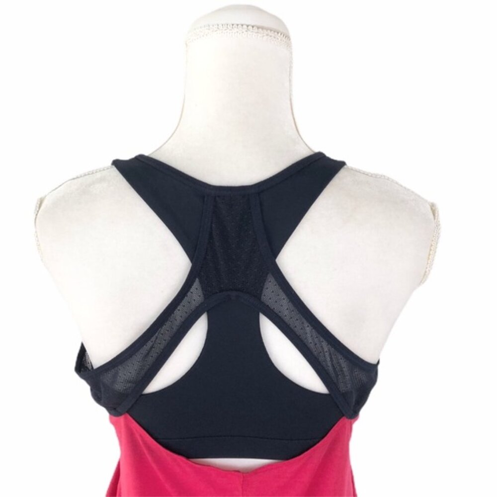 Athleta Wishbone Essence CYA Layered Support Tank Top Pink/Navy I Small - Picture 4 of 6